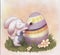 Ð¡hildish illustration with cute rabbit painting the egg. Easter wallpaper