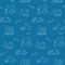 hildish pattern with cute trucks and transport hand drawn icons on blue background.