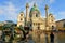 Hill Arches 1973 sculpture by Henry Moore in front of St. Charles Church Karlskirche, Vienna Wien, Austria Ã–sterreich