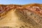 Hill of clay of different shades in the valley of Kyzyl-Chin