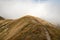 Hill covered by mountain meadow with hiking trail in autumn Nizke Tatry mountains in Slovakia