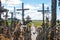 The Hill of Crosses , a famous site of pilgrimage in northern Lithuania.