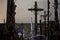 Hill of Crosses at night, mysterious spooky scary