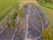 Hill of Crosses, a shrine in Lithuania, a place of pilgrimage. View from a drone.