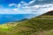 Hill of farm fields in the Corvo island in Azores, Portugal