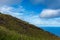 Hill of farm fields in the Corvo island in Azores, Portugal