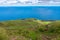 Hill of farm fields in the Corvo island in Azores, Portugal