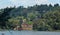 A hill landscape of the kodaikanal lake with houses.