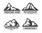 Hill or mountain, rock silhouette icons set.