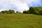 Hill, rangeland and forest in Cainallo of Esino Lario with sheeps grazing and tourists relaxing in a sunny day.