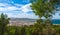 Hill side view of the city - St Antoni de Portmany, Ibiza, on a clearing day in November, kindly warm breeze in autumn, Balearic