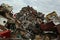 Hill of trash in metal waste yard