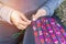 Hill tribe woman embroidering traditional pattern handcraft local clothes