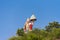 Hill View Stadium - Hanuman Statue, Puttaparthi, Andhra Pradesh, India. Copy space for text.