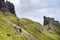 Hill walkers climbing the Quiraing,on a mid summer day