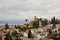 Hills of Albayzin neighbourhood, Granada, with roman church on top and white traditionnal houses on the slopes