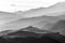 Hills of Canterbury near Hanmer Springs in black and white, New