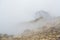 Hills covered with fog at Mardi Himal trek at Himalayas