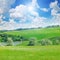 hills, forest and blue sky