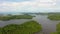 Hills with rainforest and sea lakes, top view. The nature of the Philippines, Samar