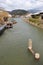 hills and river (hozu-gawa) in kyoto (japan)