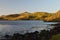 Hills and sea loch on Shetland Islands