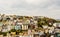 Hills in the seaside town, beautiful colored facades of building