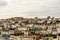 Hills in the seaside town, beautiful colored facades of building