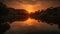 Hills And Serene Lake At Sunset