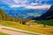 Hillside landscape under Pilatus mountain with Lucerne lake aerial view