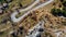 Hillside and road curve, drone aerial view patterns and shapes, spring, Alpes Maritimes