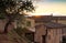 Hillside Stucco Houses in Roussillon France at Sunset