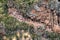 Hillside tombs at the biggest cemetery from Incan time, Pisac Inca Ruins in the Sacred Valley of the Incas, Cusco, Peru