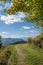 Hillside walkway at grisons, swiss landscape