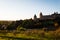 Hillside and walls fortified city of Carcassonne