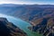 Hillsides of a surrounded mountains over Danube river at Djerdap gorge and national park