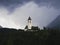 Hilltop church Chiesa di Santa Maddalena with Dolomites mountain panorama in Versciaco Vierschach South Tyrol Italy alps