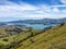 Hilltop viewpoint near Akaroa, Canterbury, South Island, New Zealand