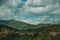 Hilly landscape and several wind generators of electric power