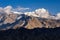 Himalaya Annapurna mountain range peaks covered in snow, Upper Mustang, Nepal