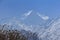 Himalaya Machapuchare mountain peak with blue sky, Nepal