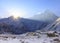 Himalaya Machapuchare mountain with sunrise, at Annapurna base camp, Nepal