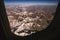 The Himalaya mountain and blue sky horizon from airplane window