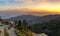 Himalaya mountain range with scenic hill station at sunrise at Kausani, Uttarakhand, India