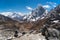 Himalaya mountains landscape view from Chola pass, Everest base camp trek in Nepal