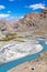 Himalayan landscape in Himalayas along Manali-Leh highway. Himachal Pradesh, India