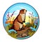 Himalayan marmots or Marmota himalayana The giant squirrel in Himalaya mountain range sticker