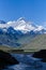 Himalayan Mountain with river foreground.