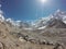 Himalayan panorama during the Everest Base Camp trek, Nepal, in a sunny day