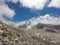 Himalayan panorama during the Everest Base Camp trek, Nepal, in a sunny day